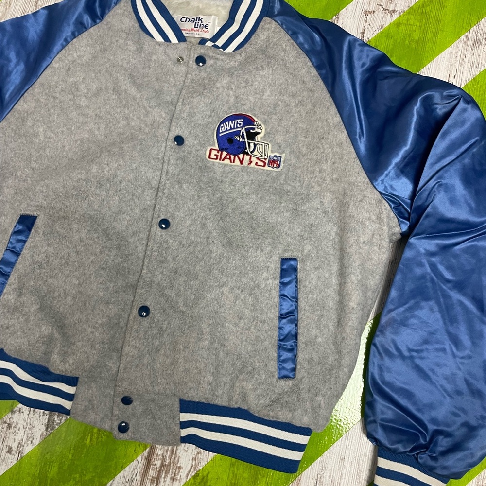 Vintage 80s ChalkLine New York Giants SHERPA lined button down jacket